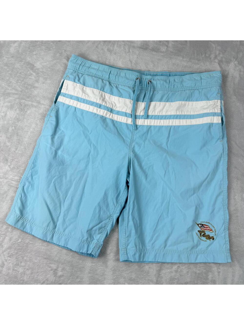 Polo Jeans Company Ralph Lauren Light Blue Swim Trucks Shorts Men M Summer Beach